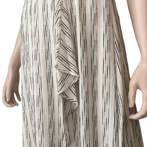 Calvin KLEIN Dress Rayon Blend Stripe Draped Pleated Ruffle Flounce Versatile - Picture 12 of 16